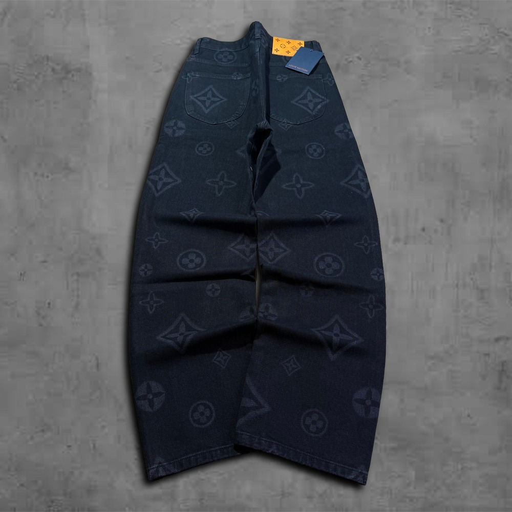 Wide Leg Black Louis Vuitton Monogram Luxury Jeans